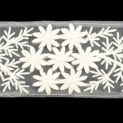 [De la quantité 5] artisanatGarniture "2024 Garniture de broderie indienne Gray x blanc M-125 # 5"