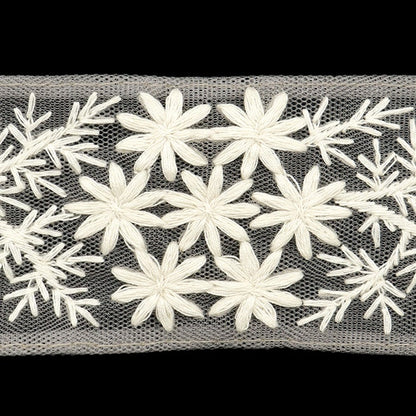 [De la quantité 5] artisanatGarniture "2024 Garniture de broderie indienne Gray X White M-125 # 8"