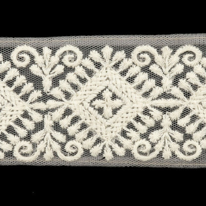 [Aus Menge 5] HandwerkBesätze 『2024 Indischer Stickereibesatz Grau x weiß M-126#1]