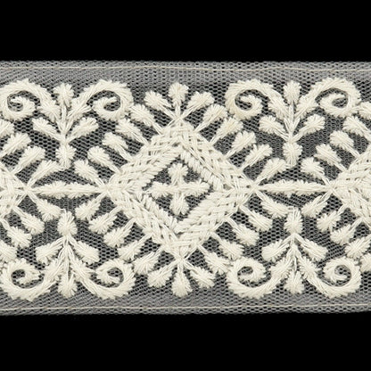 [De la cantidad 5] ArtilleraRibete "2024 Ribete bordado indio Gris x blanco M-126#4"