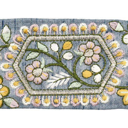 [De la quantité 5] artisanatGarniture "2024 Garniture de broderie indienne Gris x jaune M-231E"