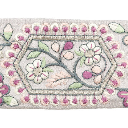 [De la cantidad 5] ArtilleraRibete "2024 Ribete bordado indio Gris x púrpura m-231j"