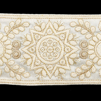 [De la quantité 5] artisanatGarniture "2024 Garniture de broderie indienne Blanc x blanc m-294a11"