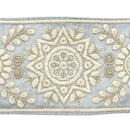 [De la cantidad 5] ArtilleraRibete "2024 Ribete bordado indio Gris x blanco M-294A13"