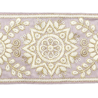 [De la cantidad 5] ArtilleraRibete "2024 Ribete bordado indio Púrpura x blanco M-294A15"