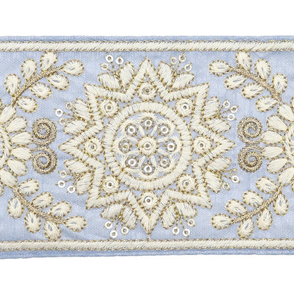 [Aus Menge 5] HandwerkBesätze 『2024 Indischer Stickereibesatz Grau X White M-294a2]