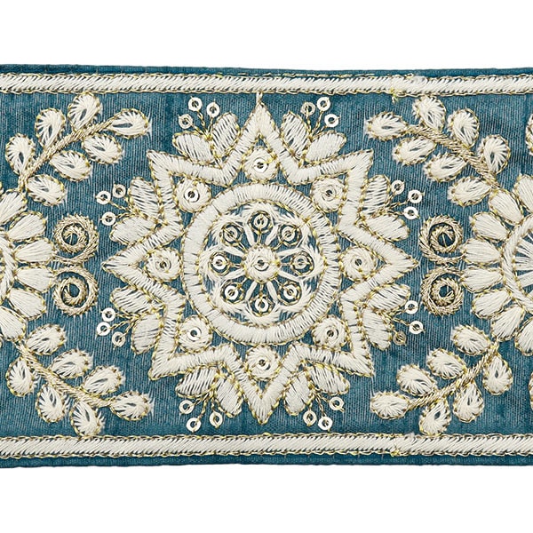 [De la cantidad 5] ArtilleraRibete "2024 Ribete bordado indio Verde x blanco M-294A5"