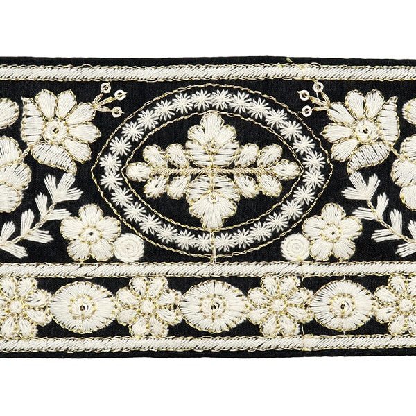 [De la cantidad 5] ArtilleraRibete "2024 Ribete bordado indio Black X White M-296A2"