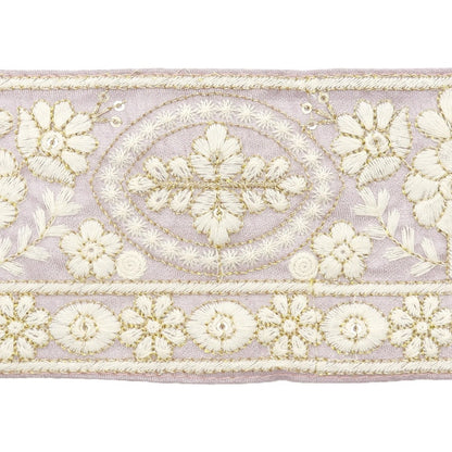 [De la quantité 5] artisanatGarniture "2024 Garniture de broderie indienne Purple X White M-296A5"