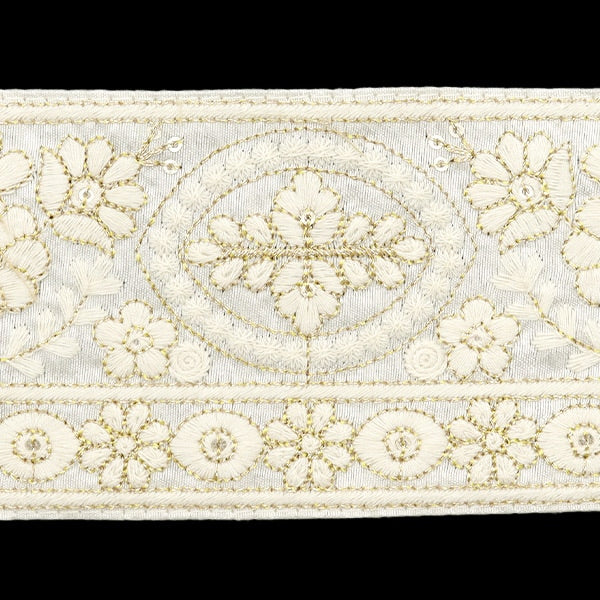 [De la cantidad 5] ArtilleraRibete "2024 Ribete bordado indio White X White M-296A7"