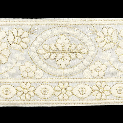 [De la cantidad 5] ArtilleraRibete "2024 Ribete bordado indio White X White M-296A7"