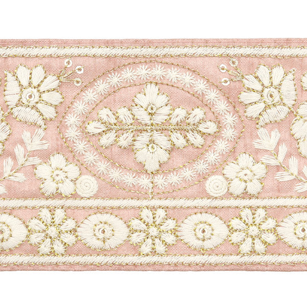 [De la cantidad 5] ArtilleraRibete "2024 Ribete bordado indio Rosa x blanco M-296A8"