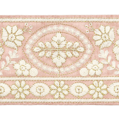 [De la cantidad 5] ArtilleraRibete "2024 Ribete bordado indio Rosa x blanco M-296A8"