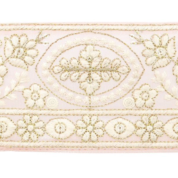 [De la cantidad 5] ArtilleraRibete "2024 Ribete bordado indio Rosa x blanco M-296B3"