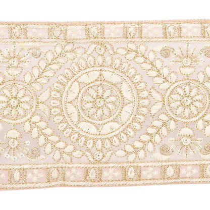 [De la quantité 5] artisanatGarniture "2024 Garniture de broderie indienne Rose x blanc m-297b3"
