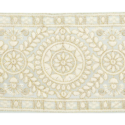 [De la cantidad 5] ArtilleraRibete "2024 Ribete bordado indio Verde x blanco M-297B4"