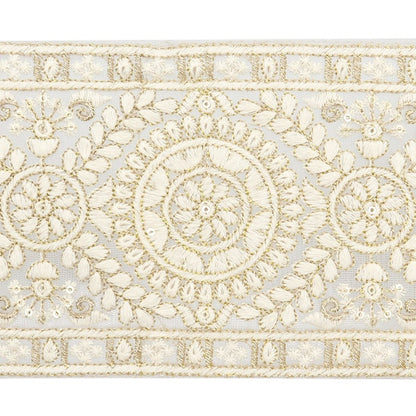 [De la cantidad 5] ArtilleraRibete "2024 Ribete bordado indio Gris x blanco M-297B5"