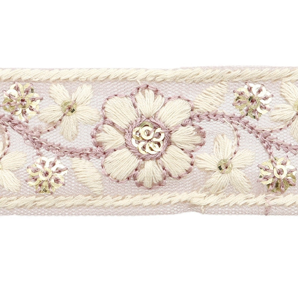 [De la quantité 5] artisanatGarniture "2024 Garniture de broderie indienne Purple X White M-303H"