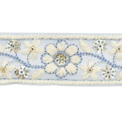 [De la cantidad 5] ArtilleraRibete "2024 Ribete bordado indio Gris x blanco M-303J"