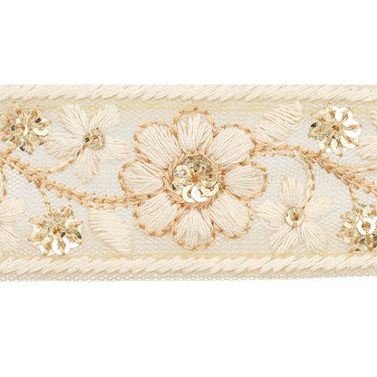 [De la cantidad 5] ArtilleraRibete "2024 Ribete bordado indio Beige x blanco M-303K"