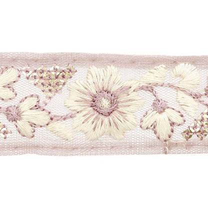 [De la quantité 5] artisanatGarniture "2024 Garniture de broderie indienne Purple X White M-304D"