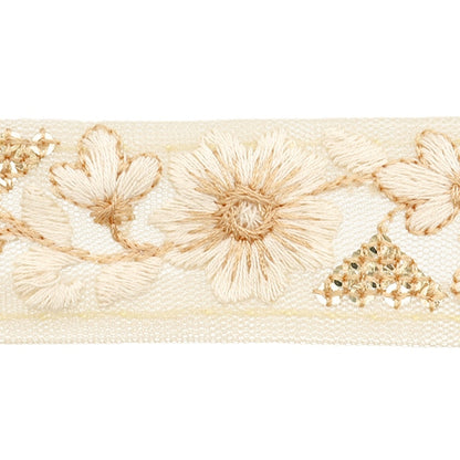 [De la cantidad 5] ArtilleraRibete "2024 Ribete bordado indio Beige x blanco M-304G"