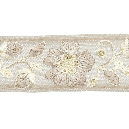 [Aus Menge 5] HandwerkBesätze 『2024 Indischer Stickereibesatz Braun x Weiß 3531f]