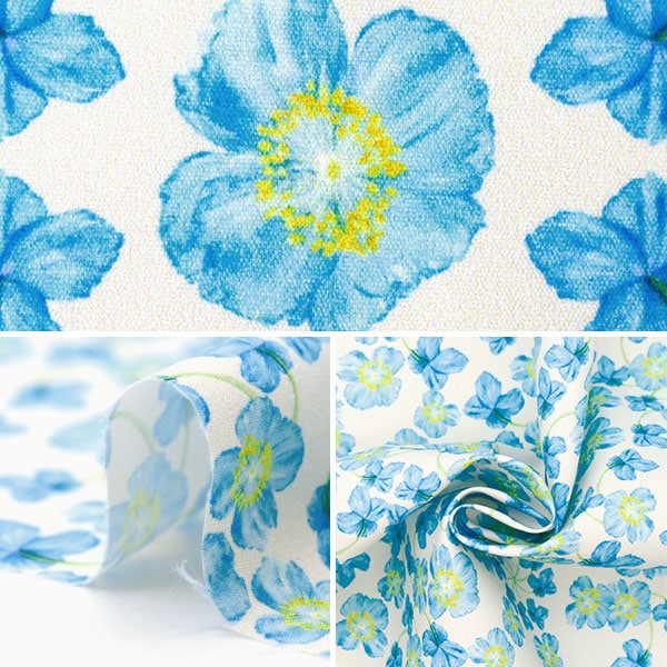 [Aus Menge 5] Stoff "WasserwasserPolyester Musterdesigner Maya-Serie Blue Poppy Inma-Ane-BL]