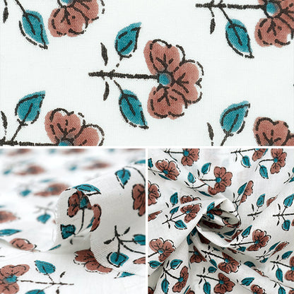 [From quantity 5] Fabric "Indoor print floral pattern white x red RAM-BOI-40"