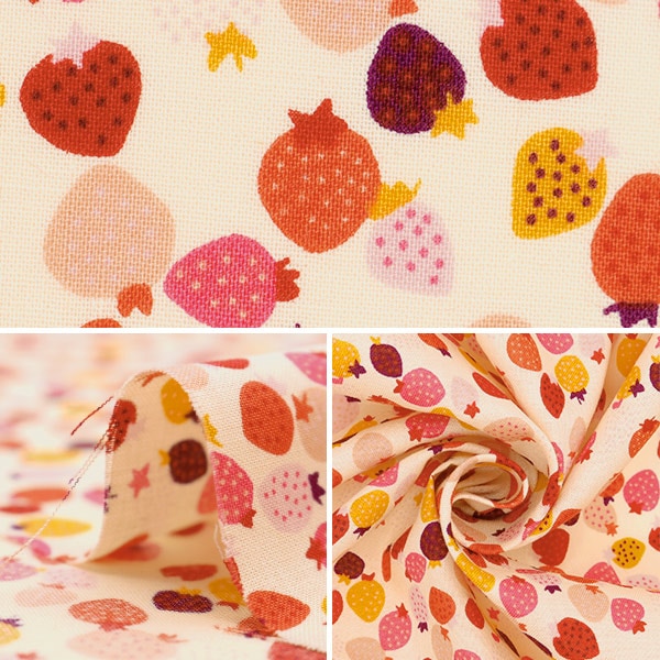 [De la cantidad 5] Fabric "Afrae Little Pocket Mini Strawberry Cream 850445-1-1"