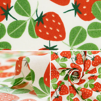 [De la cantidad 5] Fabric "Scare Strawberry Party Freshberry and Leaf Cream 850447-1-1"