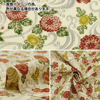 [From quantity 5] Fabric 『Sheeting Chrysanthemum Water AKANE 83062-1-3]