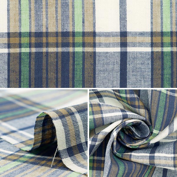 [الكمية من 5] قماش "Madras Check Beige Green INM24-BEGN"