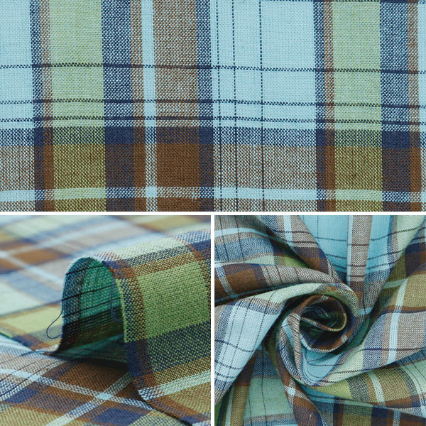 [From quantity 5] Fabric "Madras Check Green Saxes Inm24-GNSAX"