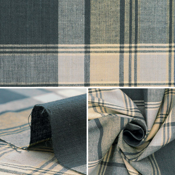 [From quantity 5] Fabric "Madras Check Beige Buloo Green INM24-BEBLGN"