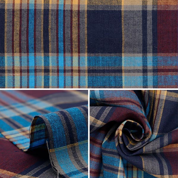 [From quantity 5] Fabric "Madras Check Navy Wine INM24-NVWI"