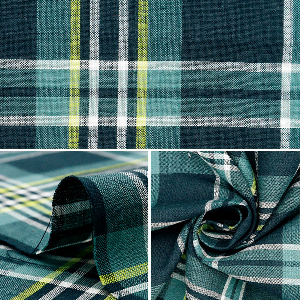 [Dalla quantità 5] Fabric "Madras Controlla Navy Green INM24-NVGN"