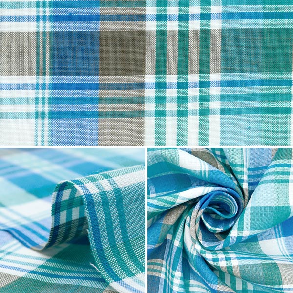 [من الكمية 5] قماش "Madras Check White Blue B INM24-WGBLB"