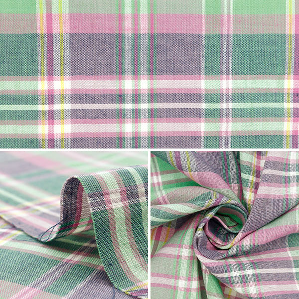 [Aus Menge 5] Stoff "Madras Check Pink Purple Inm24-PKPP"