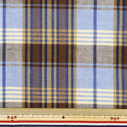 [Aus Quantität 5] Stoff "Madras Check Brown Sachs INM24-BLSAX"