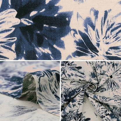 [From quantity 5] Fabric "Ukonoko cloth cotton linenSheeting Pueta Navy Up5927-A] COTTON KOBAYASHI