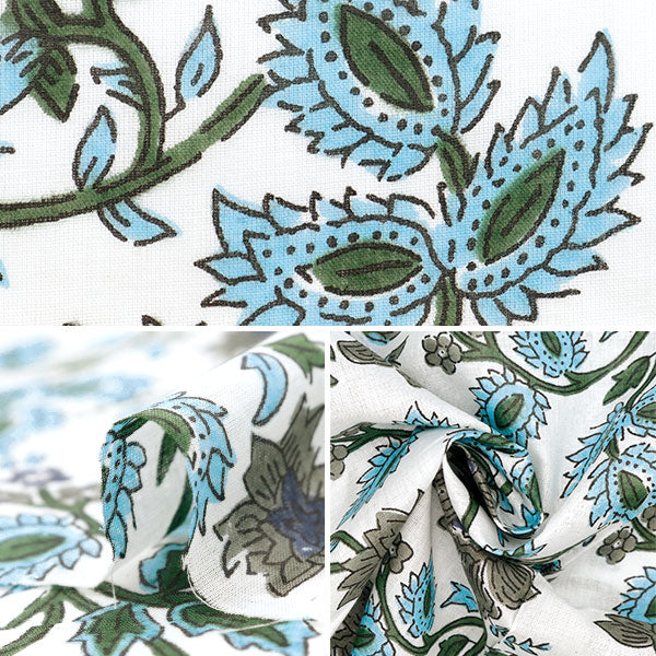 [From quantity 5] Fabric "Indoor Print Sarasa White x Blue RAM-BOI-38"