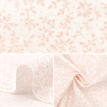 [De la quantité 5] tissu "w Gauze broderie petite fleur rose ap4730-1a"