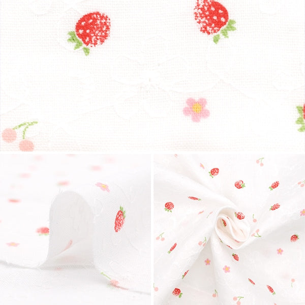 [De la cantidad 5] Fabric "W Bordado W Bordado Strawberry White AP4730-2A"