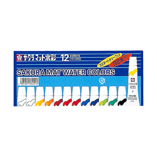 Pinturas "Matt Watecolor Lamined Tubes 12 Color Sets con 2 juegos blancos EMW13" Sakura sakura crepass