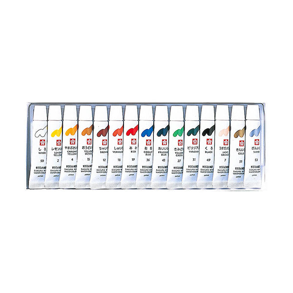 طلاء "أنبوب مصفح بألوان مائية غير لامعة مكون من 15 لونًا ذهبي وفضي EMW15GS" ساكورا ساكورا كريباس