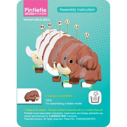 Spielzeug "Puzzle 3D 3D Aufkleber Dinosaurier Mammut Akl1003S-3“