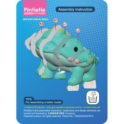 giocattoli "Puzzle 3D Adesivo 3D Drago Iguana Akl1006S-1”