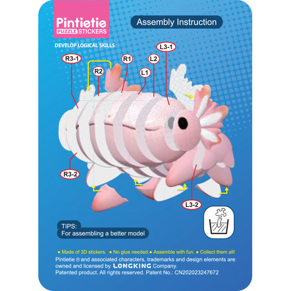 juguetes "Puzzle 3D Adhesivo 3D Dragón Axolotl Akl1006S-3”