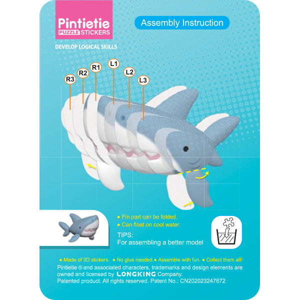 toys "Puzzle 3D 3D Sticker Sea Creature Shark Akl1002S-4”